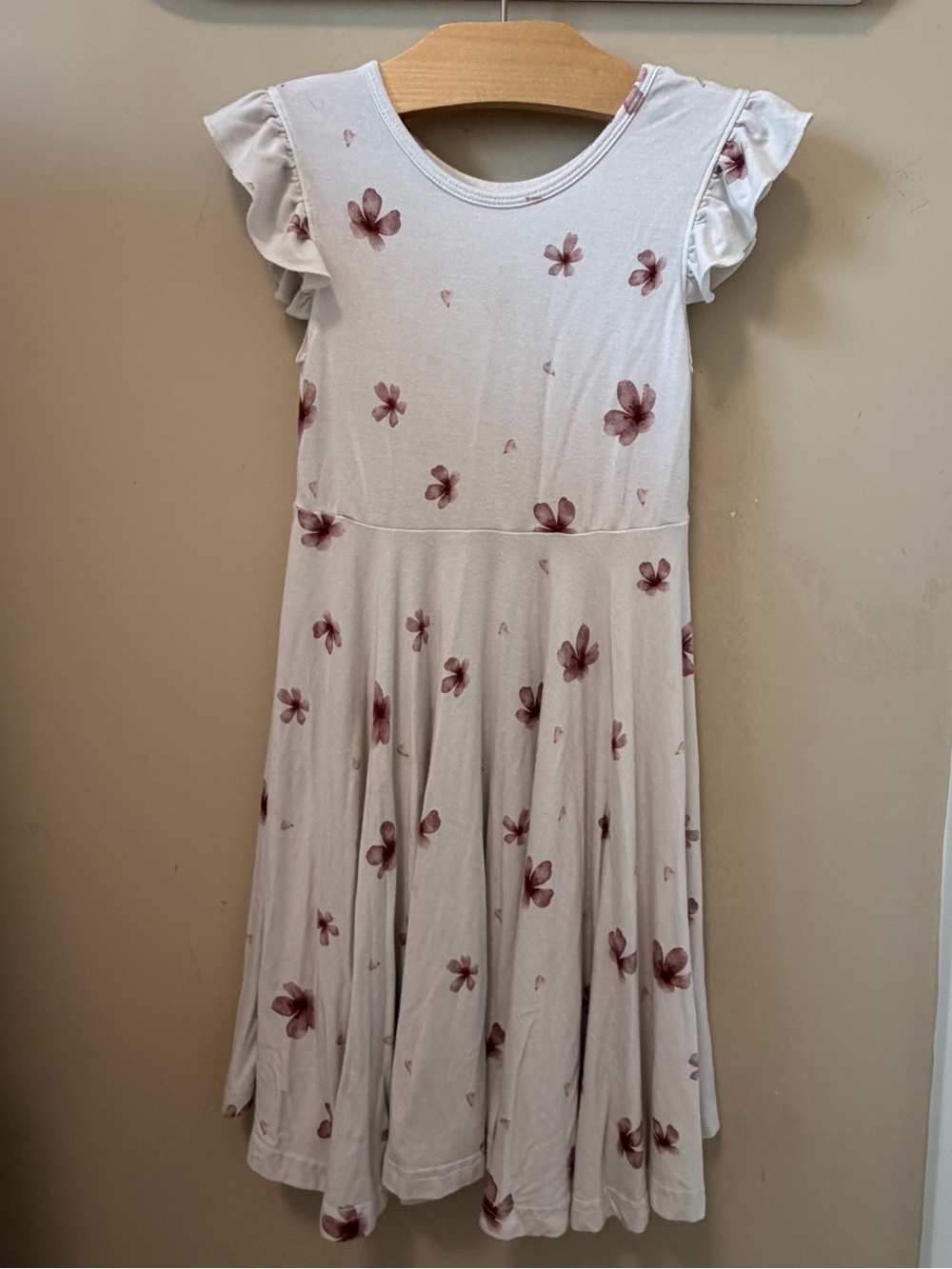 Belan J Cream Dress with Dusty Rose Floral Print